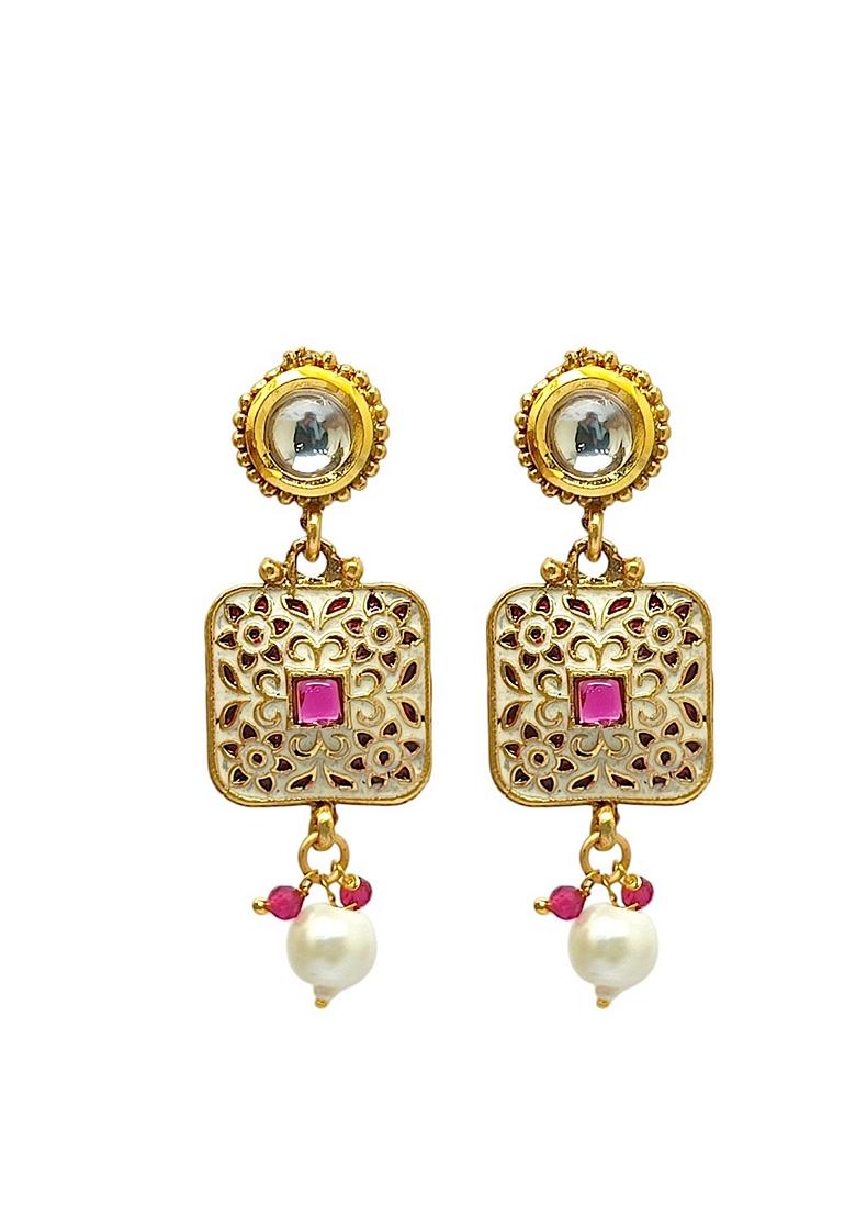 Gold Kundan Studded Necklace Set