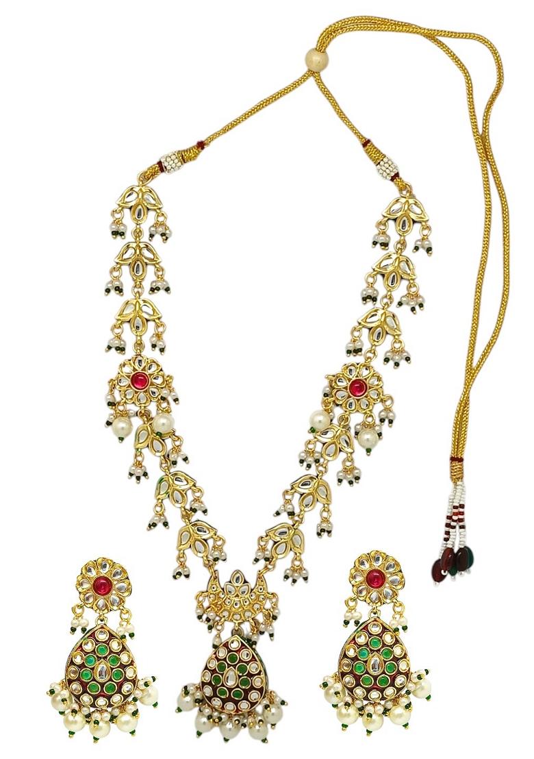 Gold Kundan Studded Necklace Set
