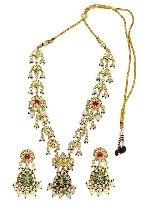 Gold Kundan Studded Necklace Set