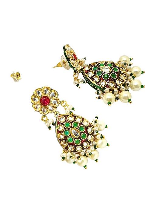 Gold Kundan Studded Necklace Set