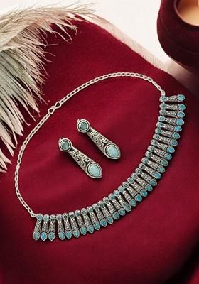 Silver Oxidised Necklace Set