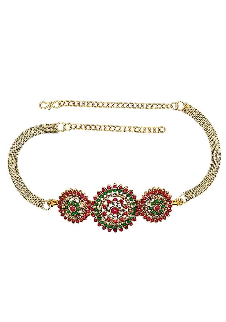Gold Cz Stone Necklace Set - Indya