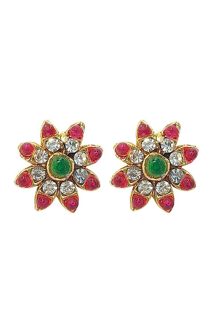 Gold Cz Stone Necklace Set - Indya