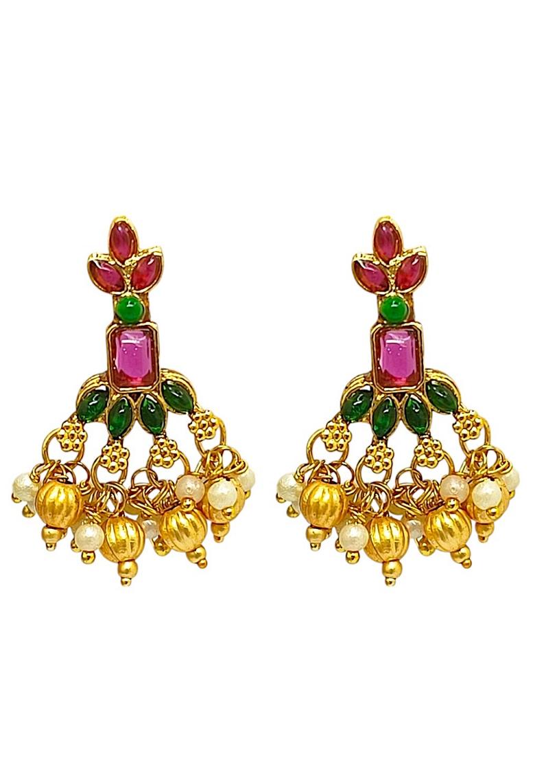 Gold Floral Design Necklace Set