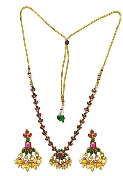 Gold Floral Design Necklace Set