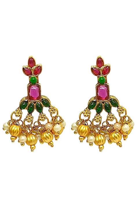 Gold Floral Design Necklace Set