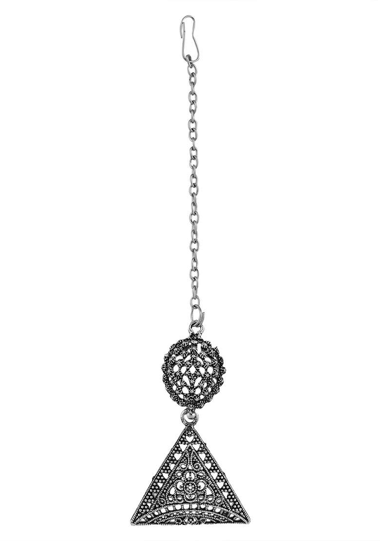 Silver Oxidised Necklace Set - Indya
