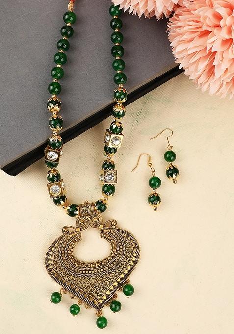 Green Pearl Necklace Set