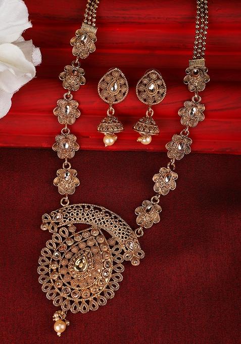 Gold Cubic Zirconia Necklace Set