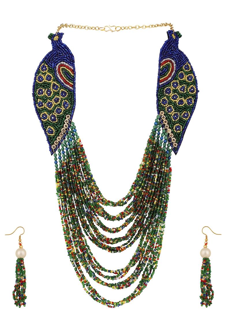 Green Bead Necklace Set