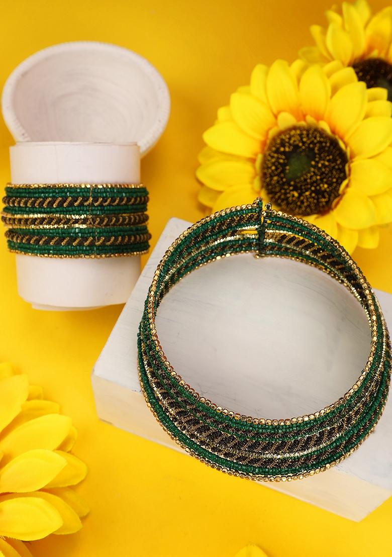 Green Bead Studded Necklace Set