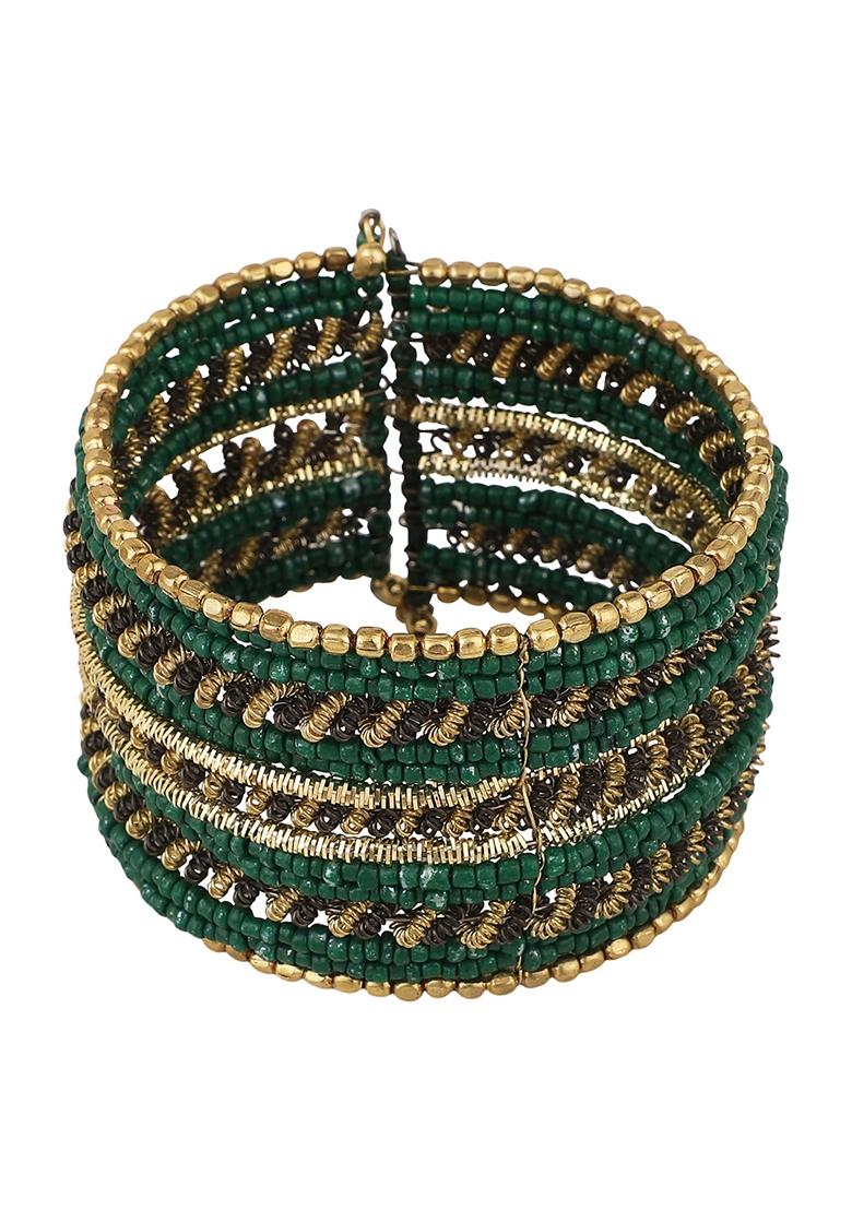 Green Bead Studded Necklace Set