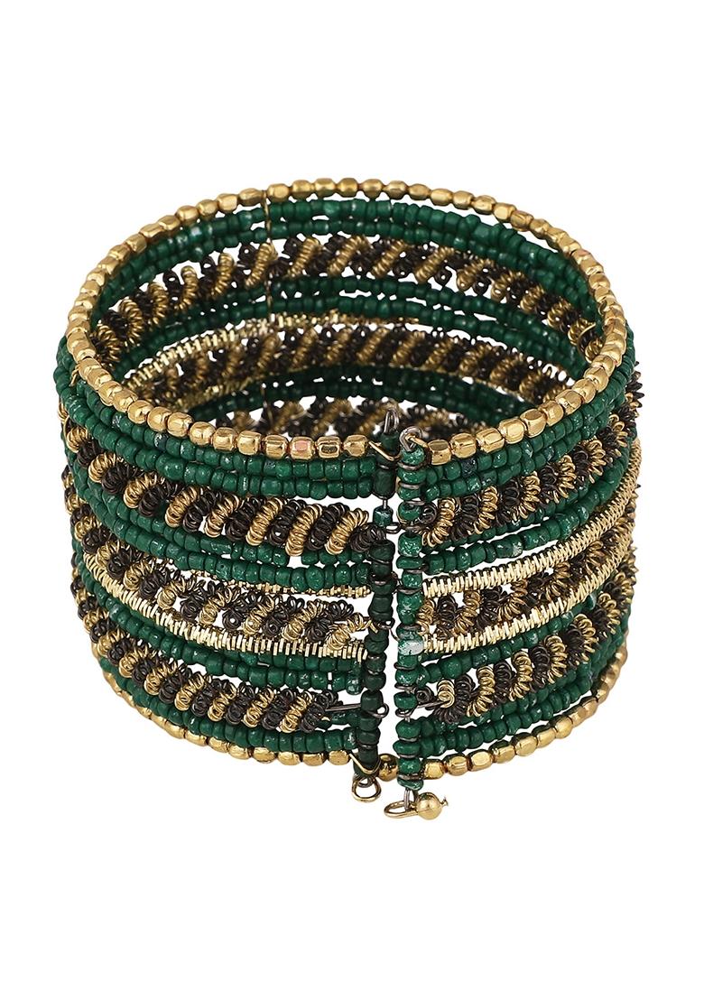 Green Bead Studded Necklace Set