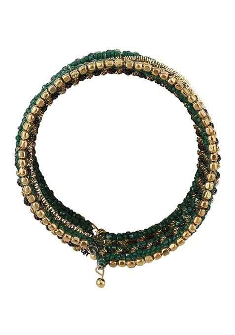 Green Bead Studded Necklace Set