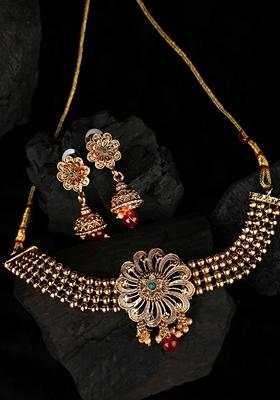Gold Cubic Zirconia Necklace Set
