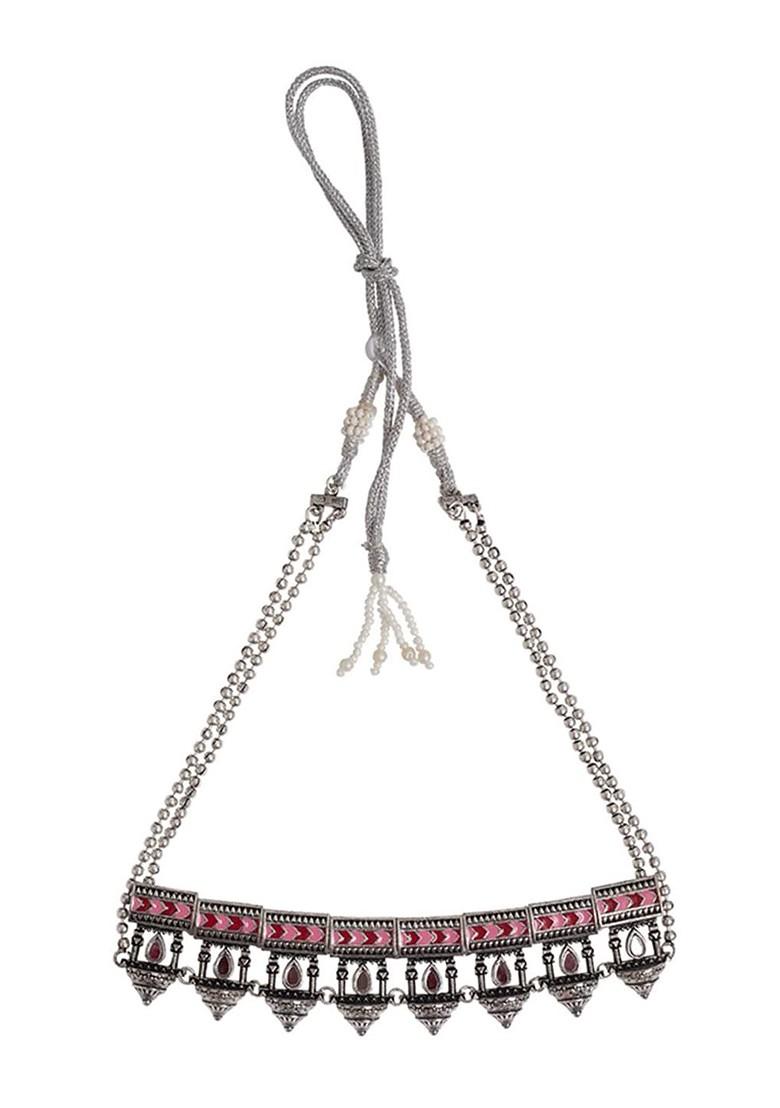 Silver Plated Oxidised Necklace Set