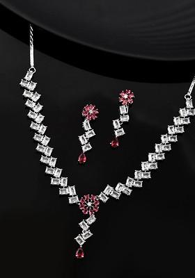 Silver Plated Kundan Studded Necklace Set