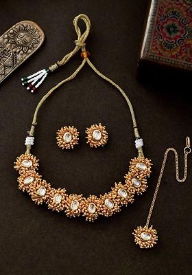 Gold Plated Kundan Studded Necklace Set