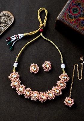 Gold Plated Kundan Studded Necklace Set