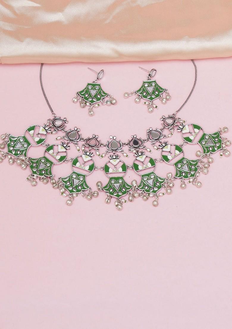 Silver Plated Bead Enamelled Necklace Set