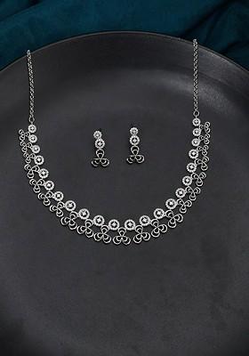 Silver Plated Rhodium Plated Necklace Set