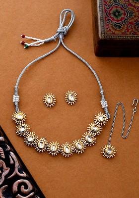 Gold Plated Kundan Studded Necklace Set