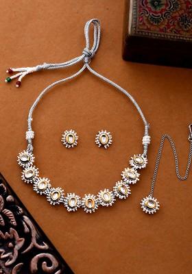 Gold Plated Kundan Studded Necklace Set