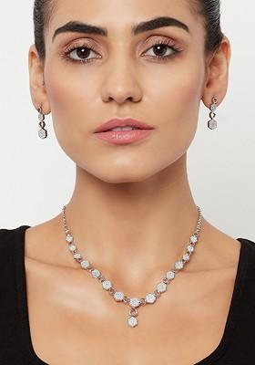Silver Plated Rhodium Plated Necklace Set