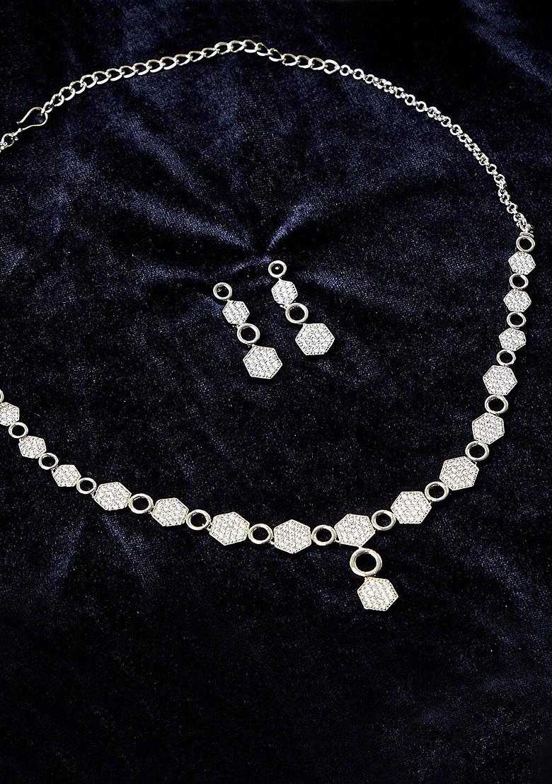 Silver Plated Rhodium Plated Necklace Set