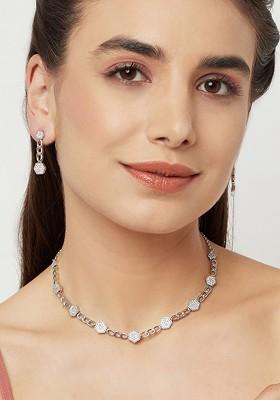 Silver Plated Rhodium Plated Necklace Set