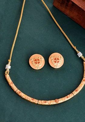 Gold Plated Cz Stone Studded Necklace Set