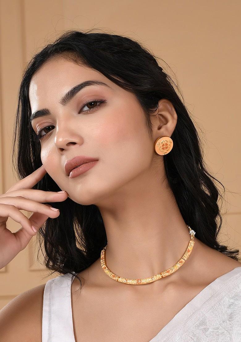 Gold Plated Cz Stone Studded Necklace Set