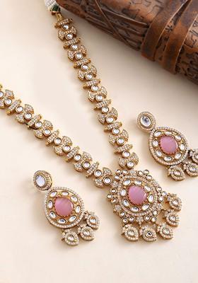 Gold Plated Kundan Studded Necklace Set