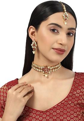 Gold Plated Kundan Studded Necklace Set
