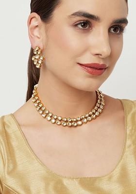 Gold Plated Kundan Studded Necklace Set