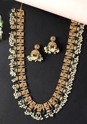 Gold Plated Stone Studded Necklace Set