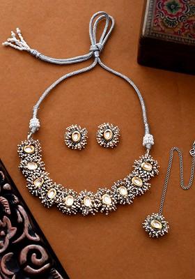 Gold Plated Kundan Studded Necklace Set