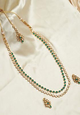 Gold Plated Kundan Studded Necklace Set
