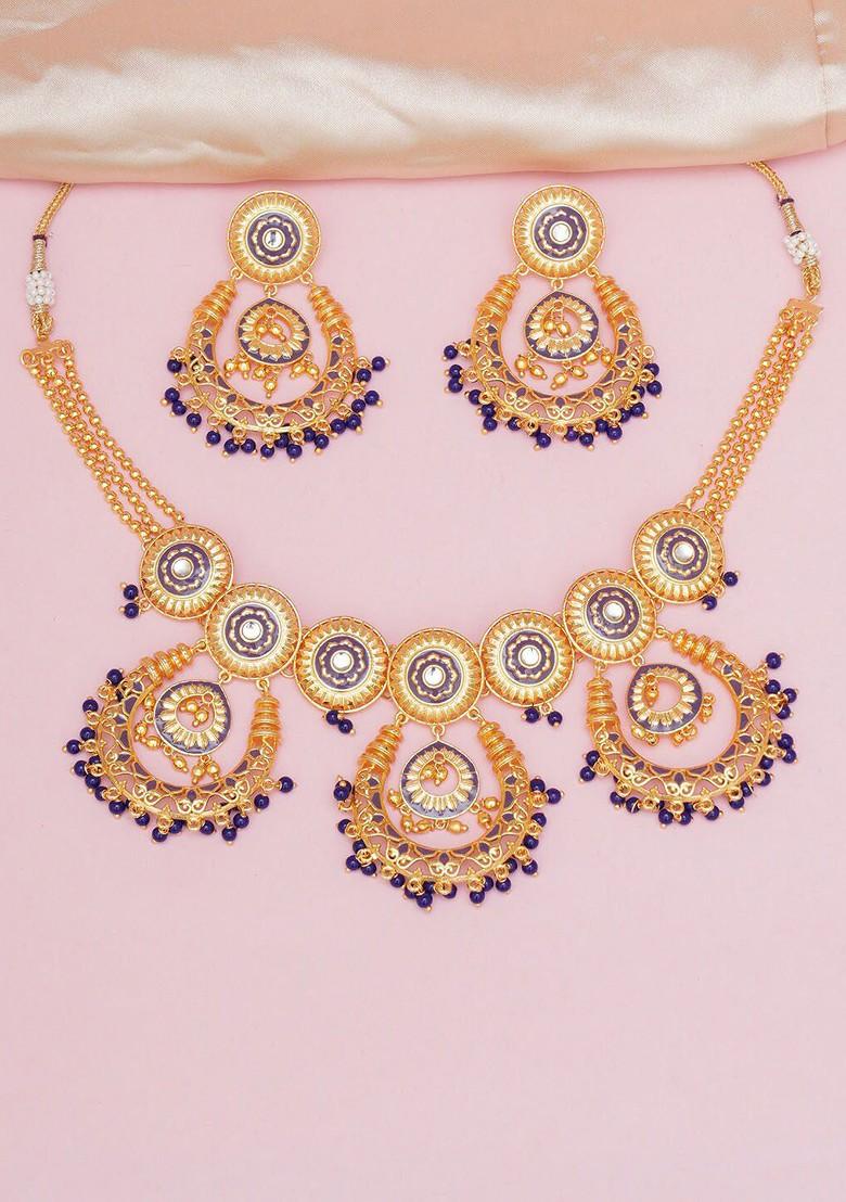 Gold Plated Bead Enamelled Necklace Set