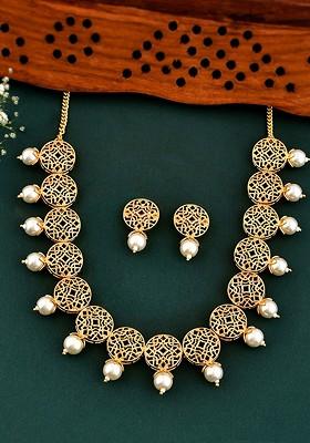Gold Plated Bead Enamelled Necklace Set