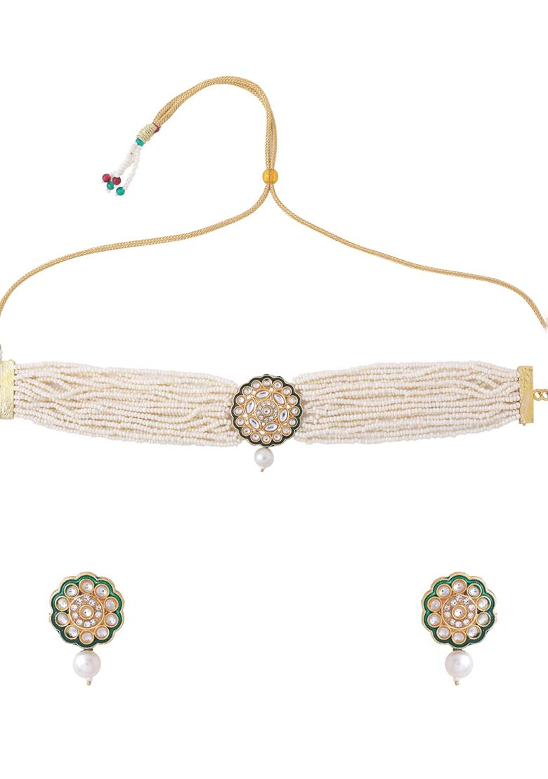 Gold Gold Plated Kundan Studded Jewellery Set