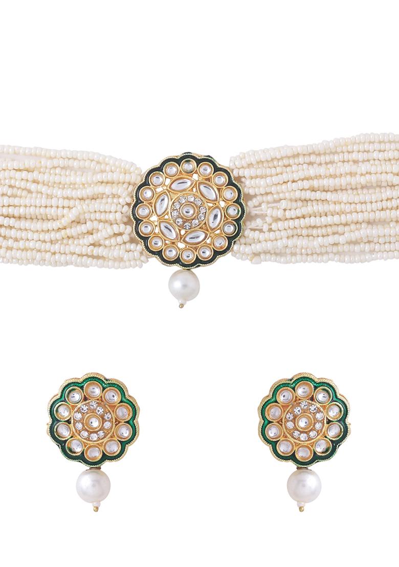 Gold Gold Plated Kundan Studded Jewellery Set