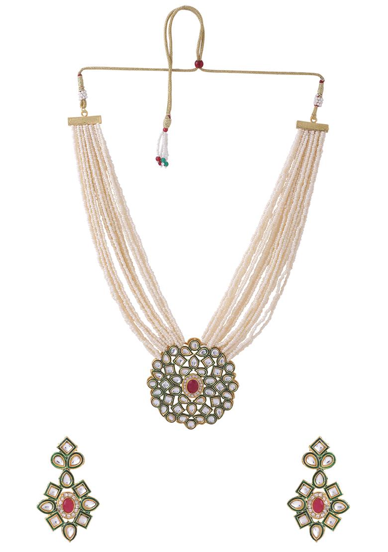 Gold Gold Plated Kundan Studded Jewellery Set