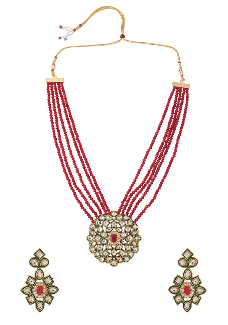 Gold Gold Plated Kundan Studded Jewellery Set