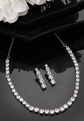 Silver Plated Cz Stone Handcrafted Jewellery Set