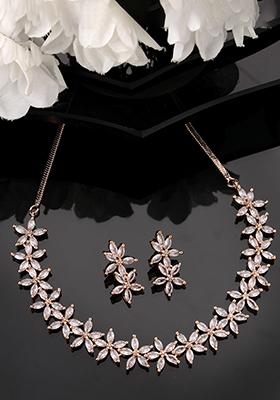 Gold Gold Plated Cz Stone Handcrafted Jewellery Set