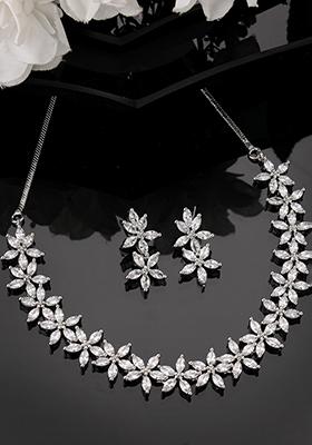 Silver Plated Cz Stone Handcrafted Jewellery Set