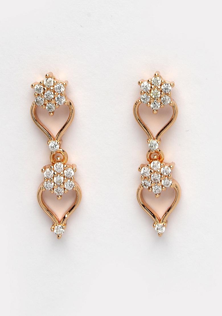 Gold Gold Plated American Diamond Studded Handcrafted Jewellery Set