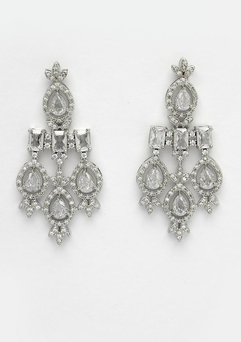 Silver Plated Cubic Zirconia Studded Handcrafted Jewellery Set