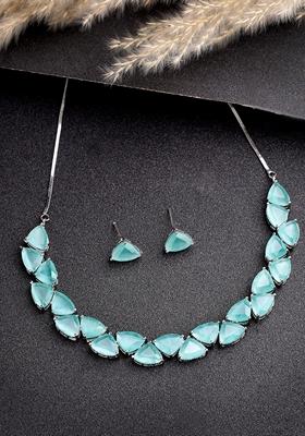 Green Artificial Stones Studded Handcrafted Jewellery Set